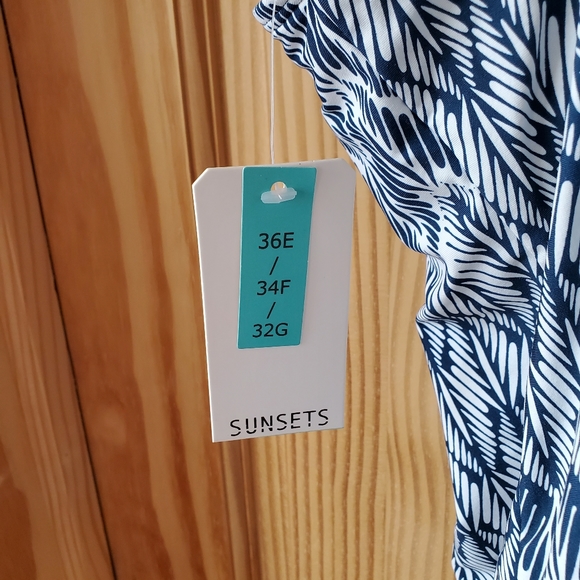 Sunsets Taylor Tankini Foxtail Blue Geometric 32G 34F 36E - Picture 4 of 8